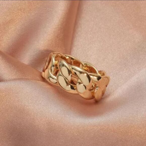 Alloy Chunky Chain Hip Hop Style Rings Gold Tone - Picture 2 of 5